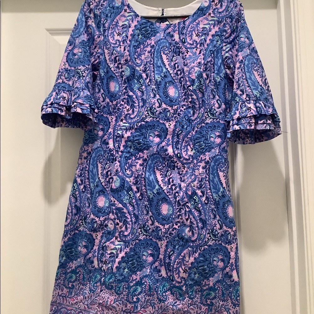 Lilly Pulitzer Dress EUC Size 8 Purple Iris Ruffle